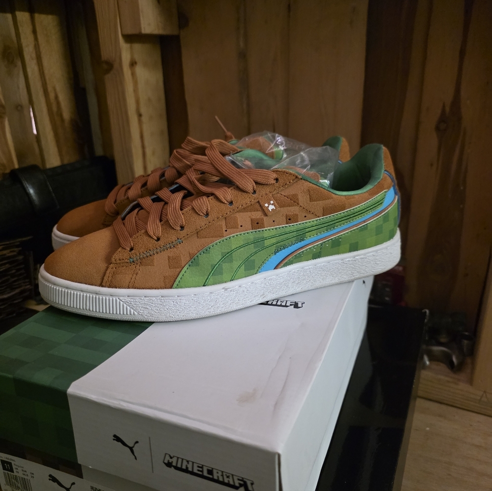 Puma Minecraft Men's Suede Sneakers - Brown & Green - Picture 4 of 7
